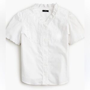 J. Crew White Eyelet Detail Blouse